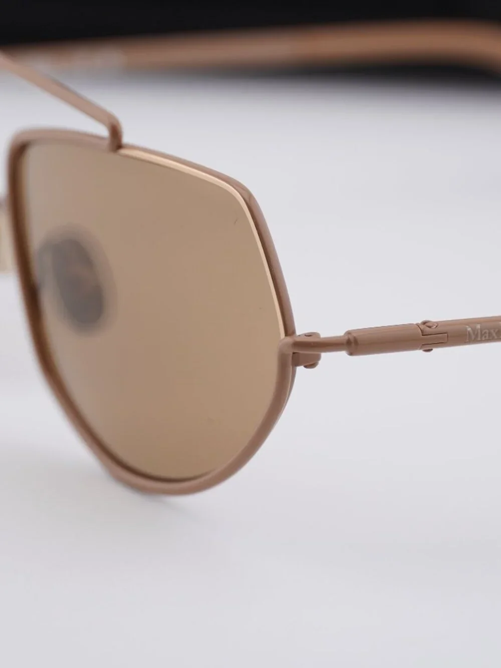 Max Mara MM0165 45E Joey Geometric Sunglasses - Shiny Light Brown/Brown